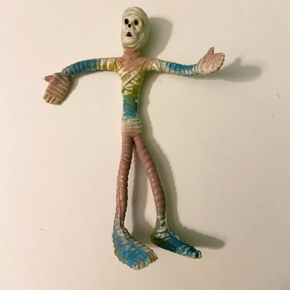 Vintage 1980s Rubber Mummy Bendy Bendable Action Figure Flexy Halloween Creeps